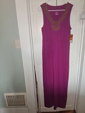 SONOMA Magenta Bead-Detail Sleeveless Maxi Dress